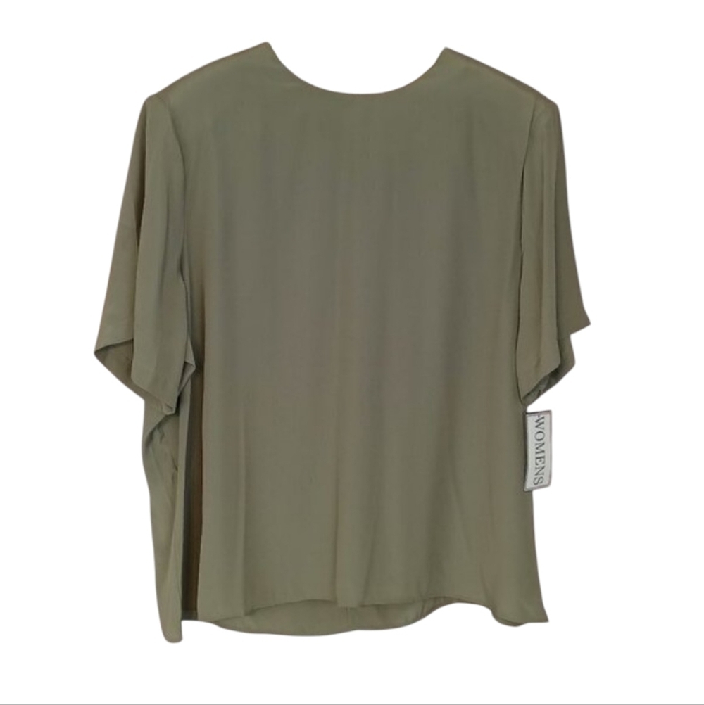 Vintage 80s Lauren Lee Womens Plus Size Green Blouse Top size 22W Classic
